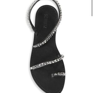 Schutz
Black Azalea Crystal-Embellished Leather Slingback Sandals. Size 7.5